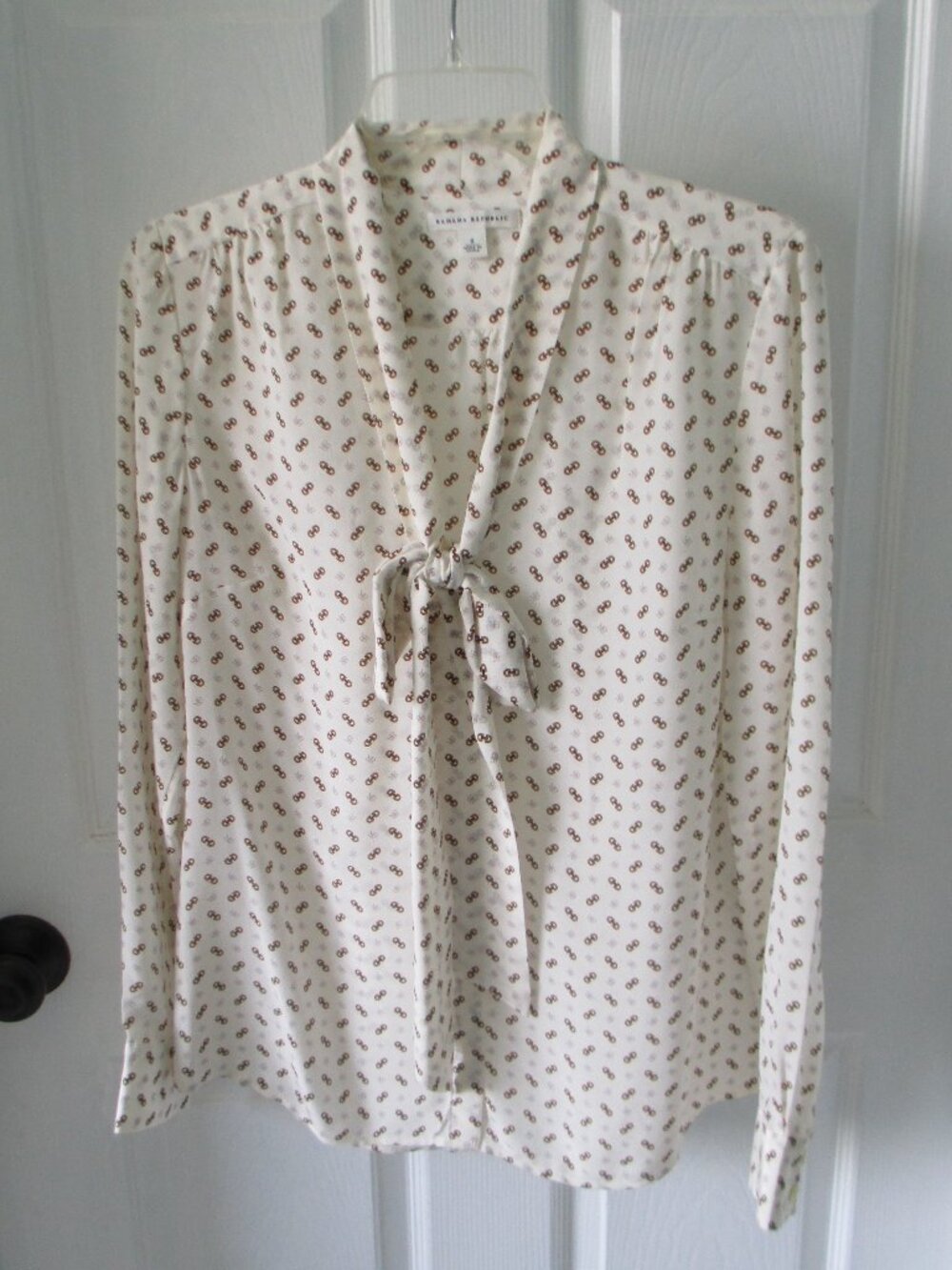 Banana Republic silk blouse with bow tie